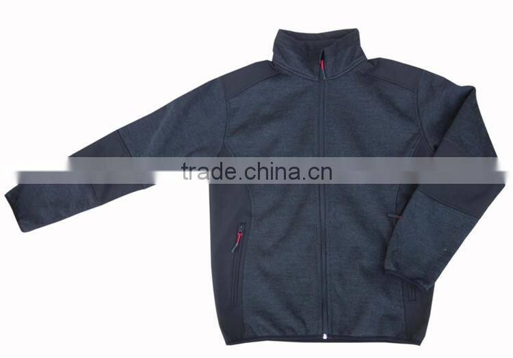 TPU and fleece mens bodkin knitted jacket soft shell for 3layers