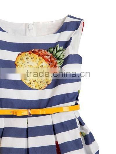 2017 latest design silk skirt children model print with fruits skirt