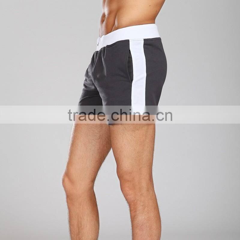 mens 100 cotton casual running beachwear tight super short knitted pants with draw string