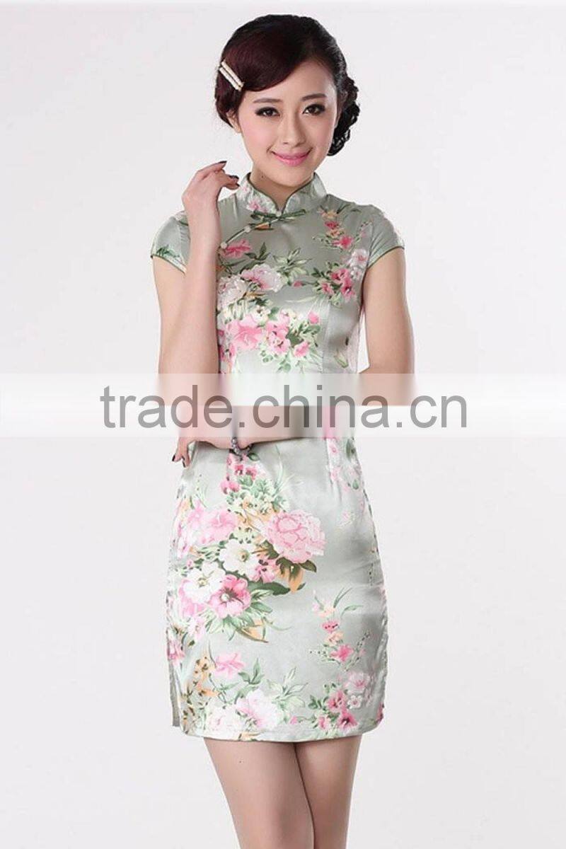 Womens satin printed classic dresses