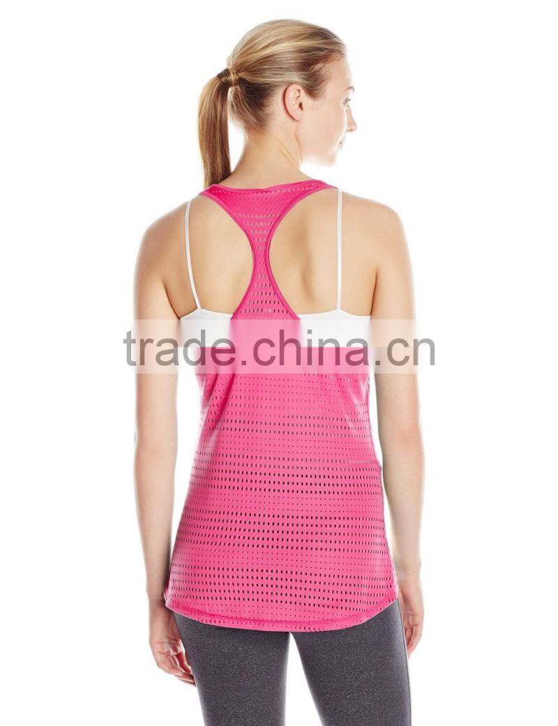 Women's Curved Hem Bright Color Mesh Tank Clothing Manufacturer