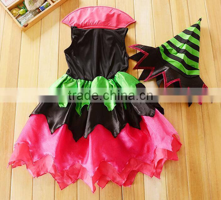 Halloween Cosplay Witch Costume With Hat For Children