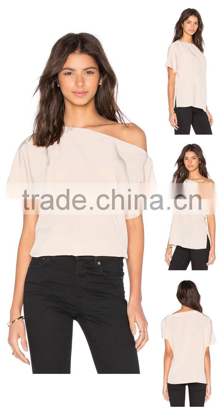 Hot Sell Lady Fashion Cutting Blouse Design