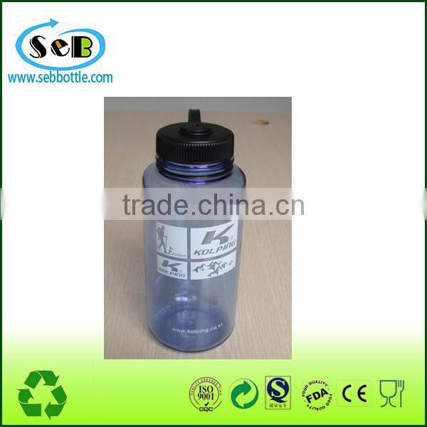 1000ml big volume Wide mouth plastic water bottle can add ice