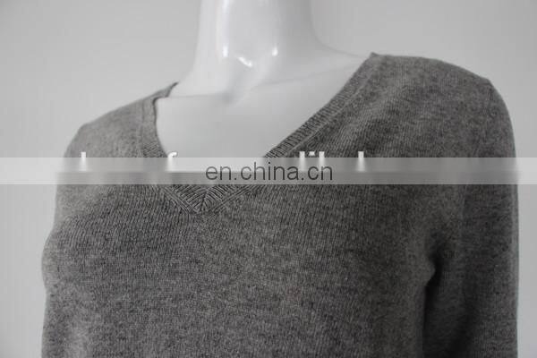Sharrefun classical style v neck 12gg cashmere silk sweater