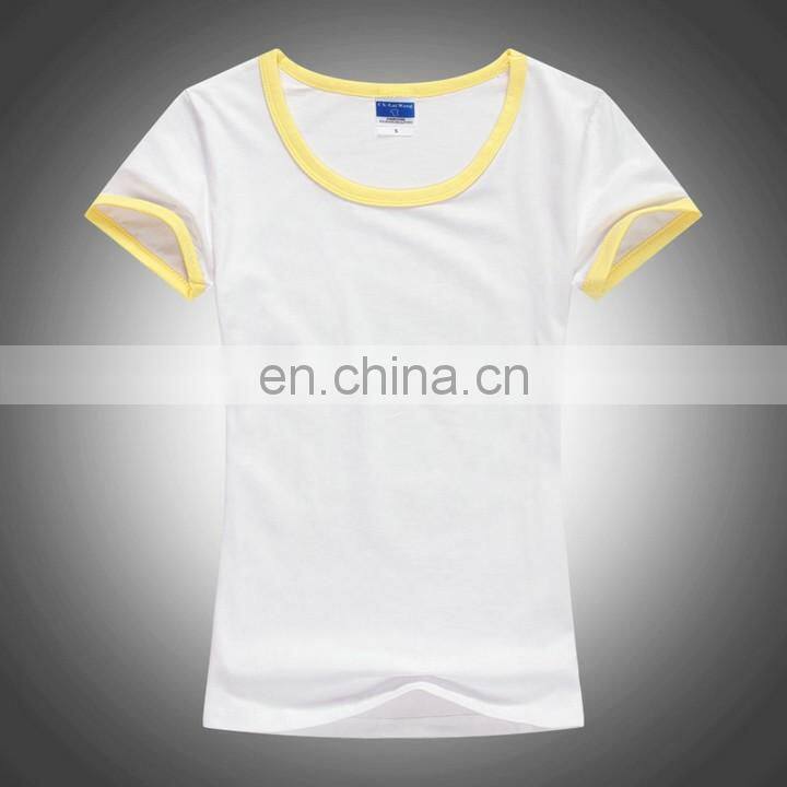 Plain model women shirts,two color t shirt,two tone t-shirt