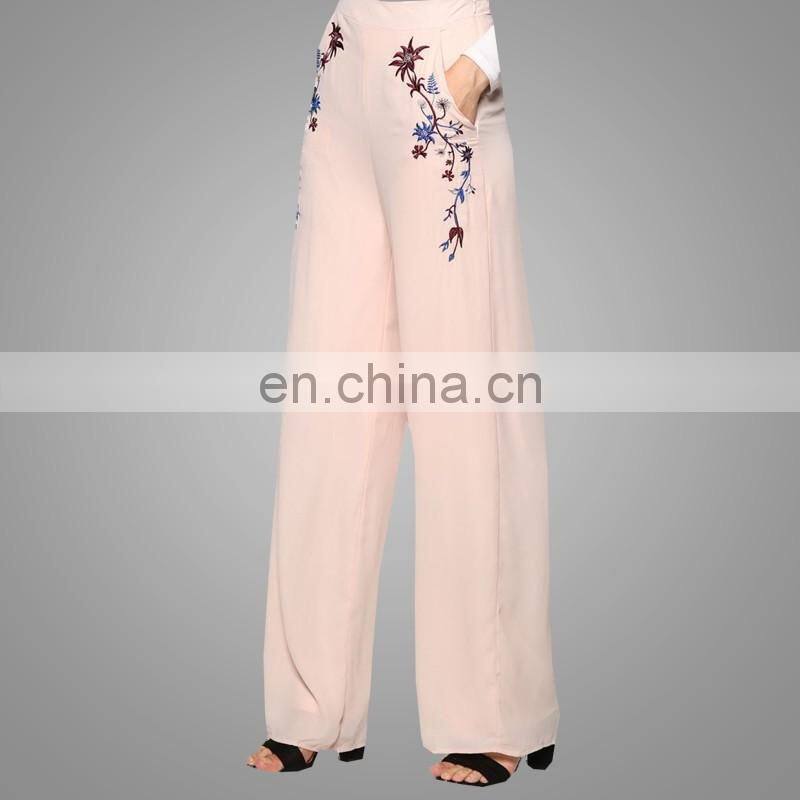 Pluse size muslim cullote pants newest islamic embroidery trousers