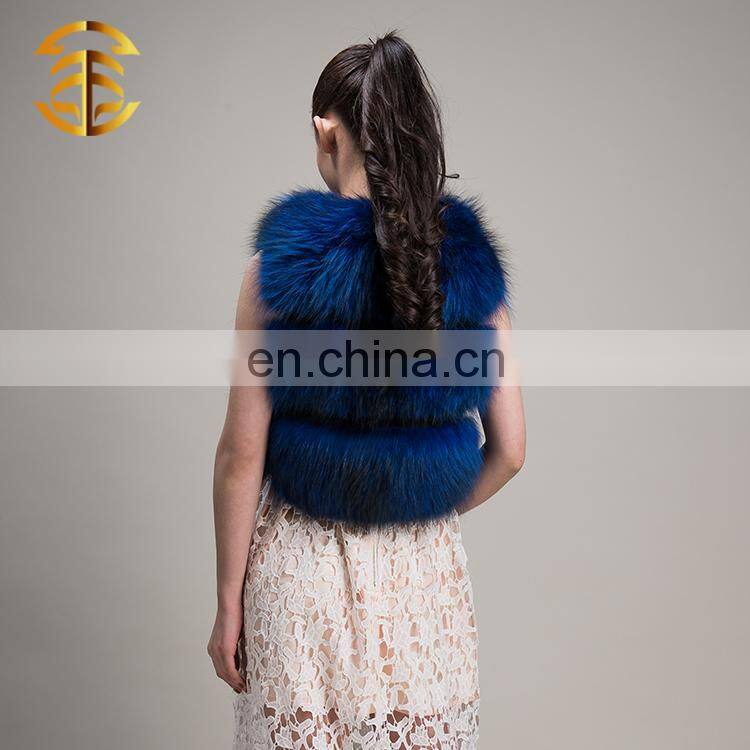 Wholesale European Style Royal Blue New Real Raccoon Fur Sleeveless Vest