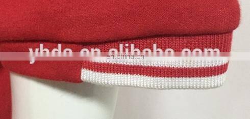 2016 LADY'S popular red v-neck polo t-shirt with white stripped collar