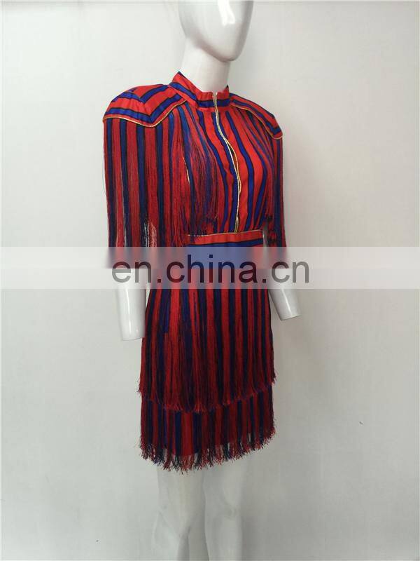 2017 Summer Female Clothing Wholesale Short Sleeve Red Tassels Casual Dresses