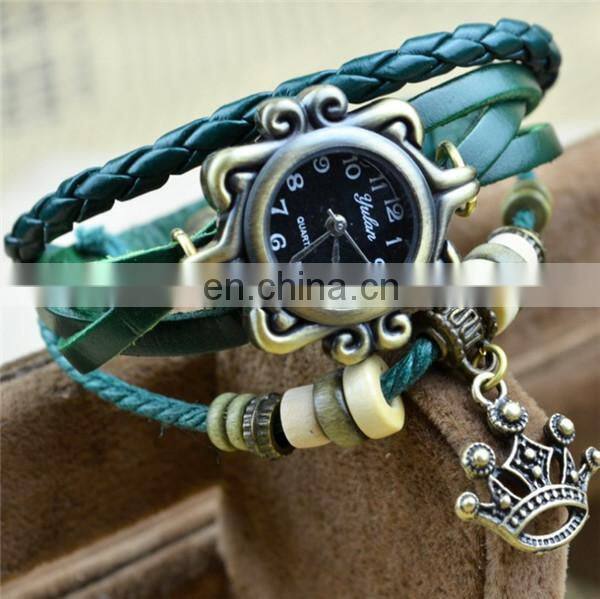 2014 Hottest Sales Leather Retro Wrap wrist Bracelets Lady Watch