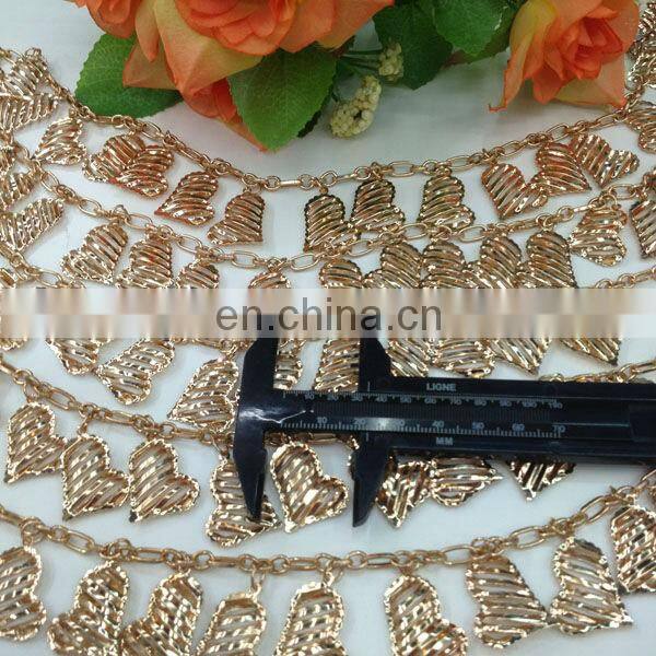 hot sell leave metal chain trimming sew on clothing bags or shoes garment accessories