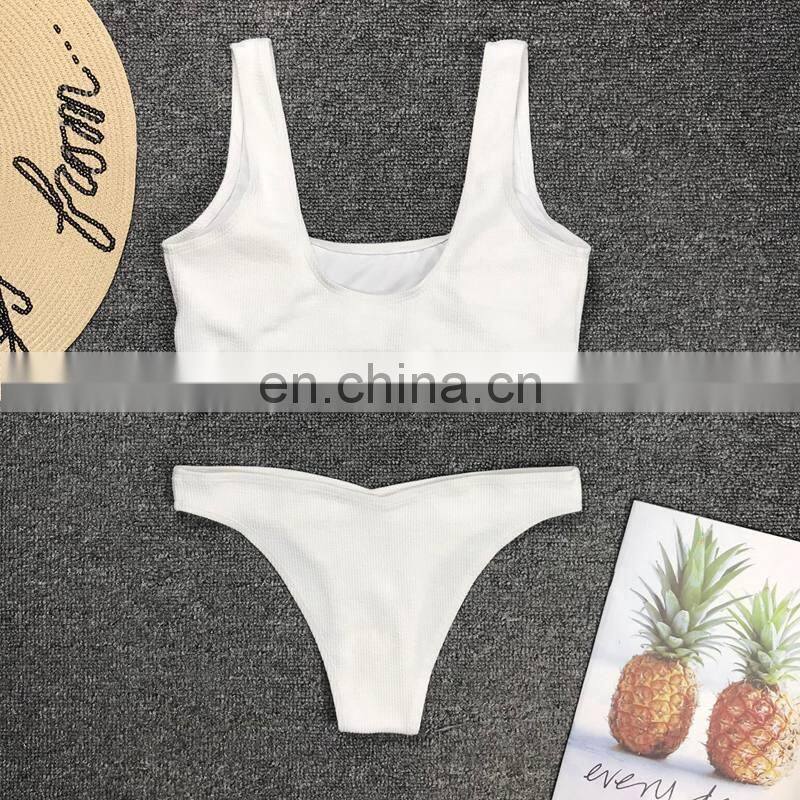 Womens Bandeau Bandage Solid Red White Micro Low Waist Padded Bikini Push-Up Brazilian Split Swimwear Beachwear Swimsuit Summer