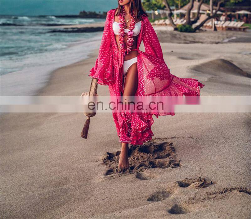Oversize Chiffon Bikini Cover up Beach Cover-up for Women Pareo Beach Tunic Bathing suit Cover ups Summer Long Beach Dress