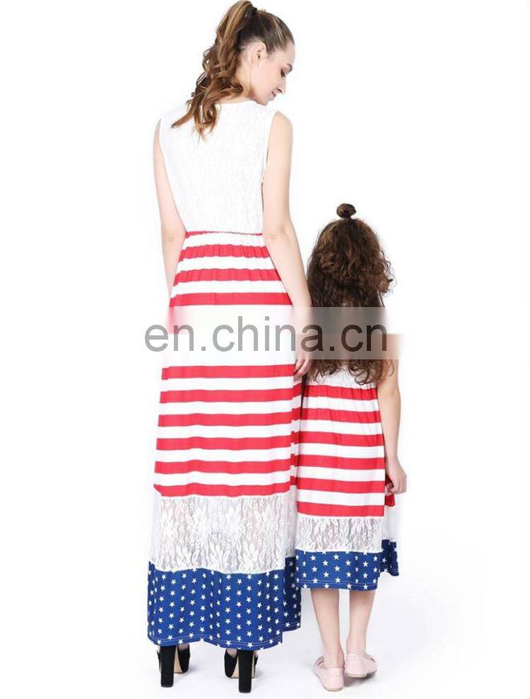 2019 new trendy women clothing design long mommy and me maxi dress mother daughter matching dresses for mom
