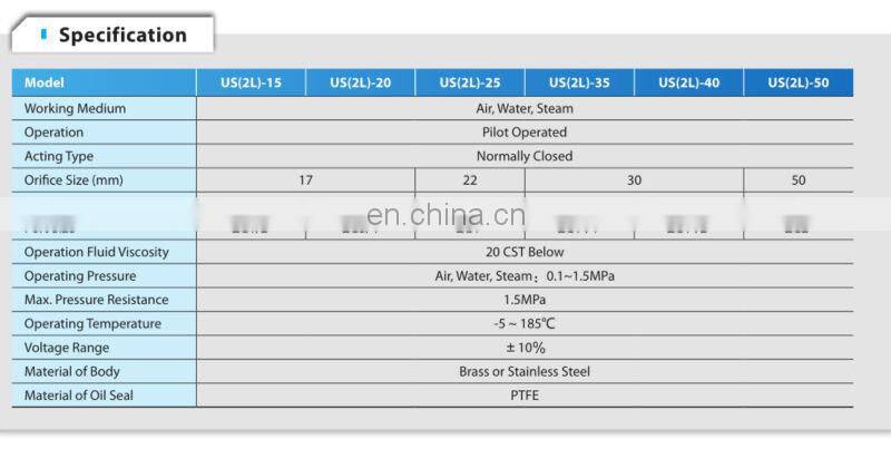 US(2L)-15 1/2" 2/2Way Steam Brass pneumatic solenoid valve