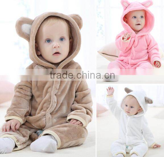2015 walson winter thick baby anmial romper baby jumpsuit with button