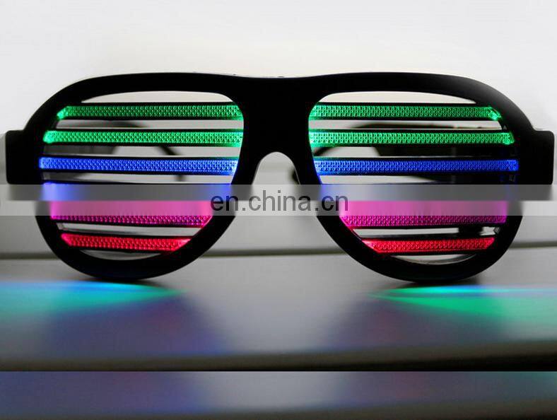 Plastic Light Up Sound sensitive glasses with custom color