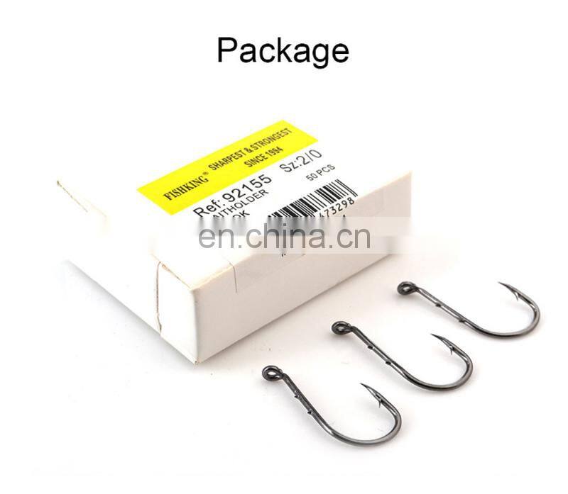 50pcs/box High Carbon Steel Environmental Saltwater Freshwater Fishing Gear Two Extra Barbs Baitholder Fishing Hook