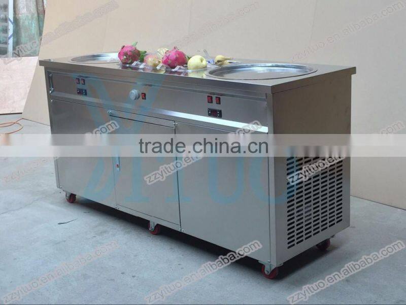 CE Approved Flat Double Pan Fried Ice Cream Machine