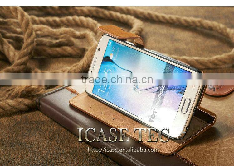 2015 Wholesale New product for samsung galaxy s6 case ,retro style wallet case for galaxy s6,for samsung galaxy s6 flip case