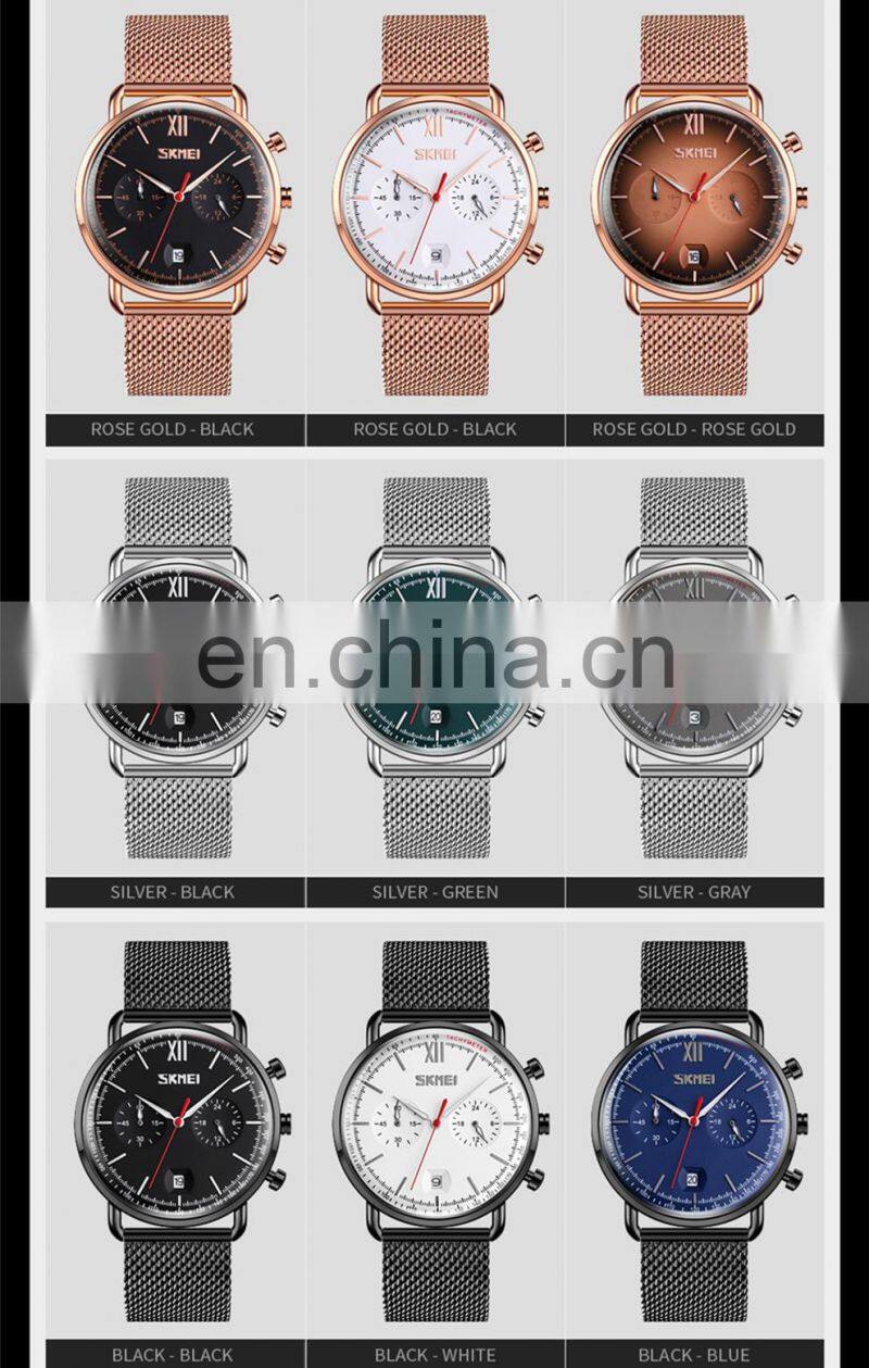 Skmei 9206 stainless steel watch jam tangan pria waterproof wristwatches men