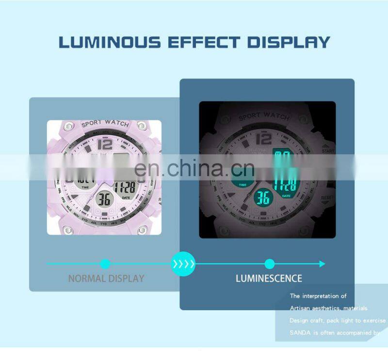 SANDA 942 women men digital watch Fashion Sports Waterproof Watch Analog Digital watches men wrist shock