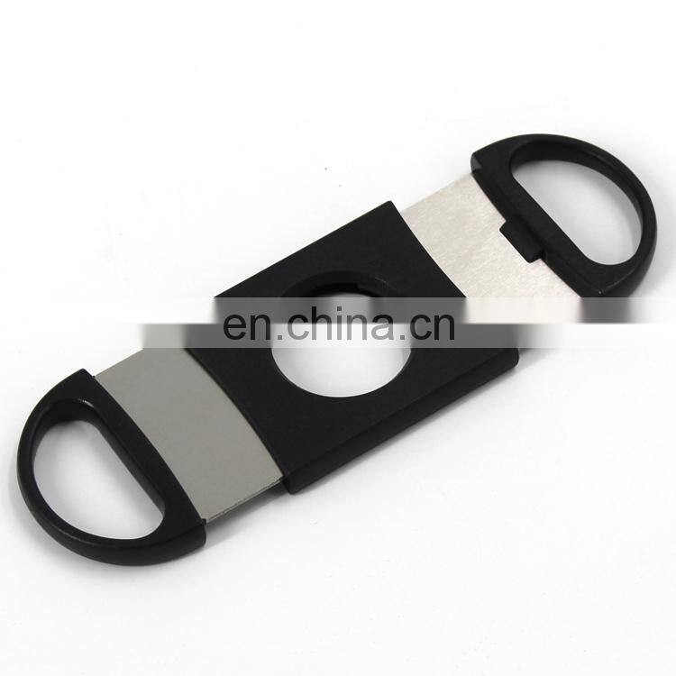 Wholesale Plastic Stainless steel double blade free logo toothing serration hackly zigzag sawtooth wave jagged cigar cutter