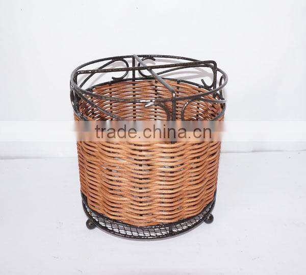 Handmade Kitchen Wicker & Wire Utensil Holder