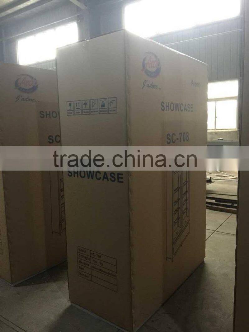 Double doors glass soft drink display refrigerator showcase