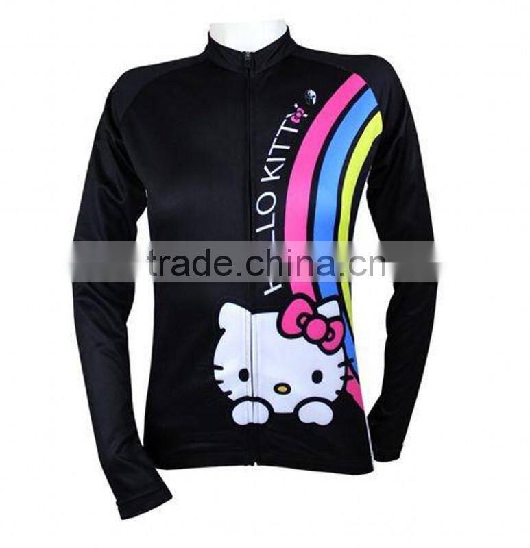 New 2015 cycling jersey full zipper Sublimated women long sleeve cycling jersey
