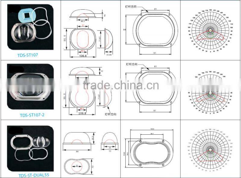 92mm 100W 120W 150W COB LED Optical glass lens