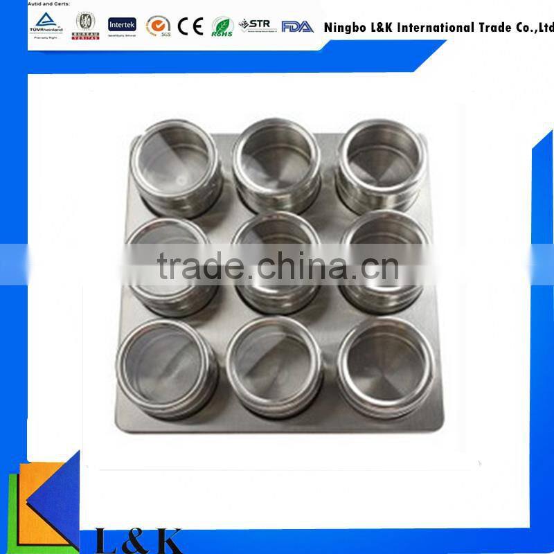 9 Pieces stainless steel magnetic spice jar set