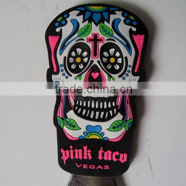 Soft pvc flower skull VEGAS souvenirs beer bottle opener fridge magnet
