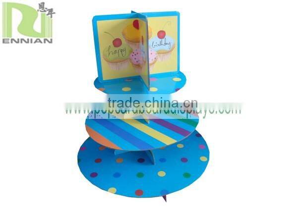 Customized Wave Point Rotation Cardboard Cupcake Stand Display