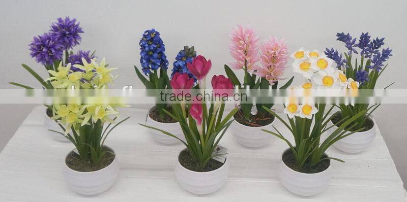 2014 new design mini potted fake flower real touch artificial flowers