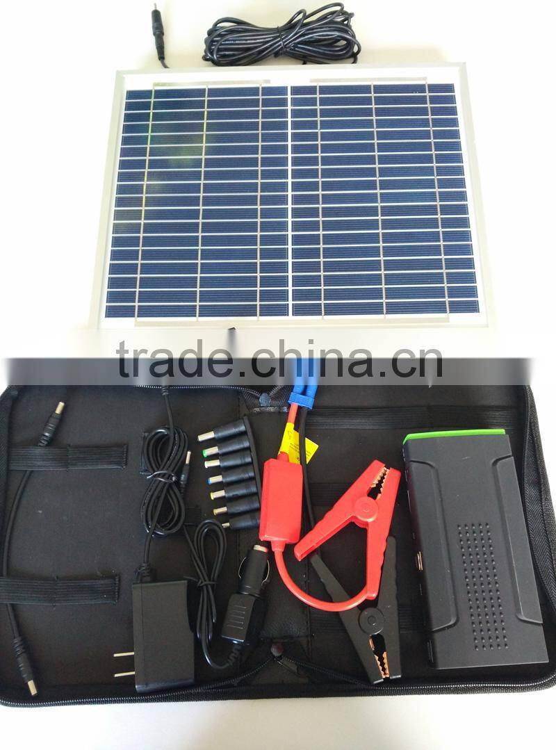 2016 real capacity 18000mah solar car jump starter, solar laptop charger, battery jump starter