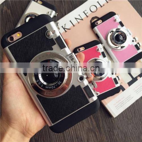 For iPhone 6S/6SPlus 3 in 1 Fashion design Creative Silicone Camera Back Case Cover With Strap red