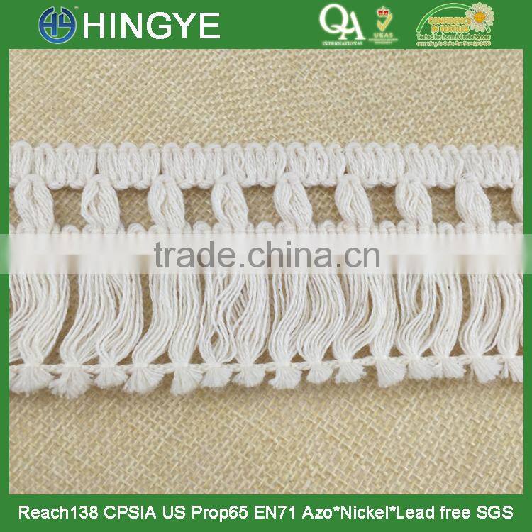 2015 new arrival 5cm width off white wholesale cotton fringe H1551