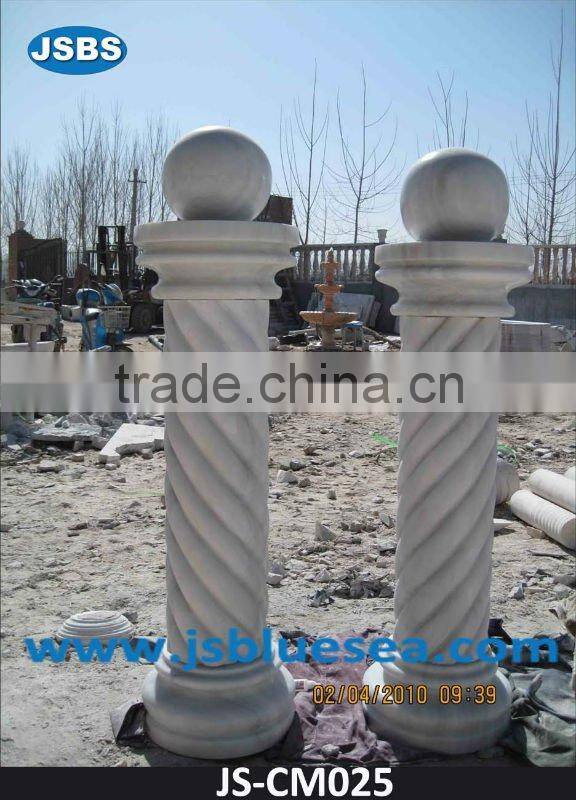 White marble column base beautiful carving