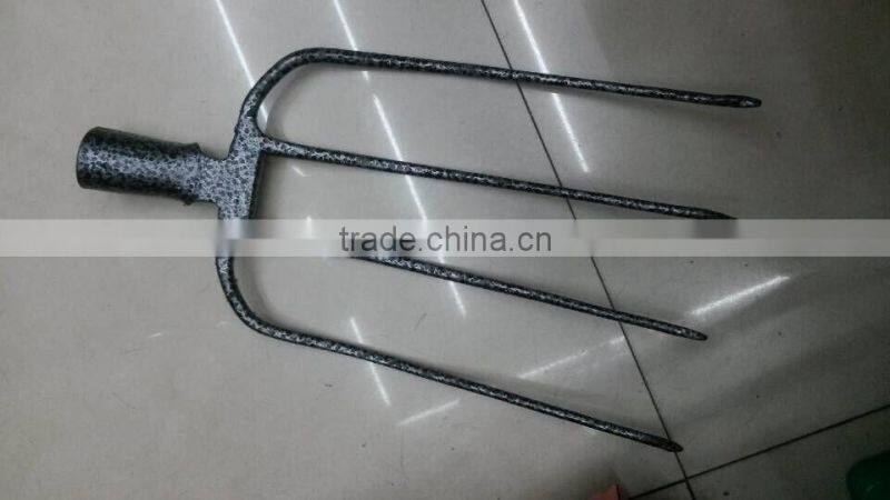 Garden tools forged steel pitch fork agricultural tool fork wood handle