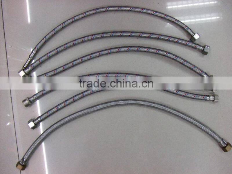 high pressure stainless steel flexible braided hose/Steel wire knitted brass gas hose/steel plumbing basin sink inlet hose