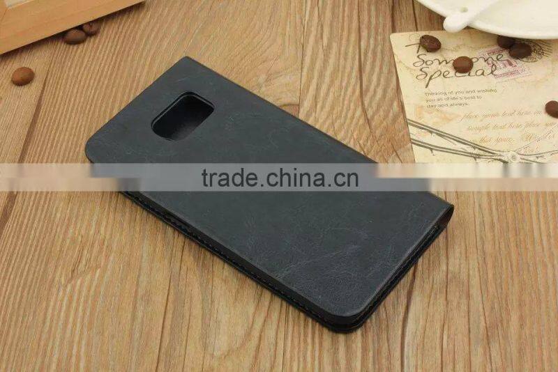 Genuine leather Magnetic flip wallet case for samsung galaxy s6 edge plus