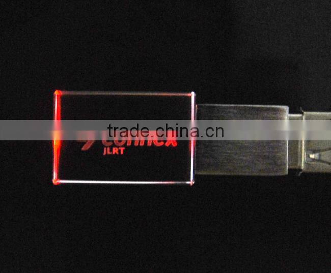 2G 4G 16G promotional gift crystal usb flash drive with led logo