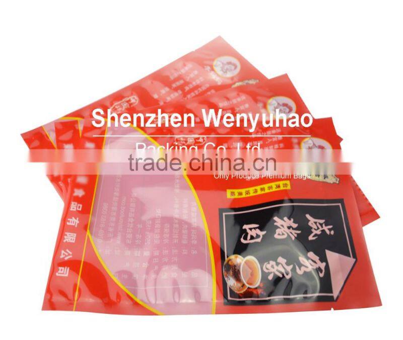 custom made 3 side seal nylon+pe lamination flat bag for food packing with printing