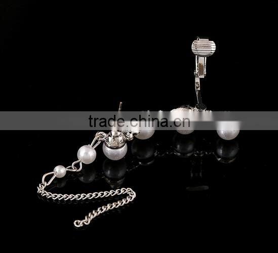 >> SW16419 new arrival Fashionable long chains pearl cuff earrings/