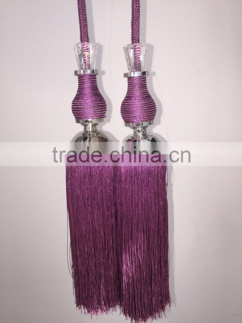 Curtain accessories wholesale tassels polyester material curtain tiebacks with crystal bead