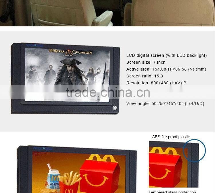 FlintStone 7 inch mini size taxi video display, small size cab digital panel player, car advertising video