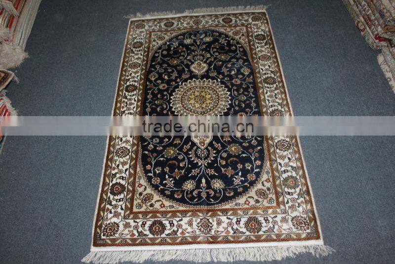 persian blue prayer rug handmade pure silk rug
