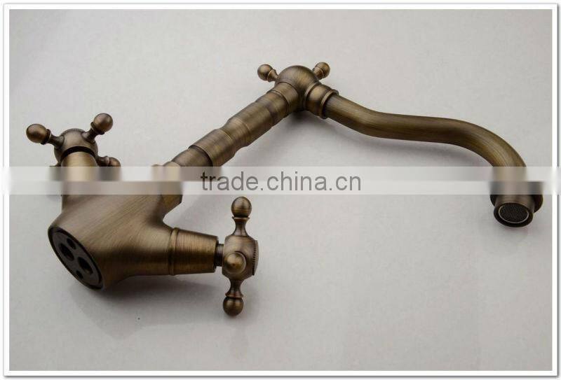 Antique bathroom wash basin mixer with two cross handles QH1771A